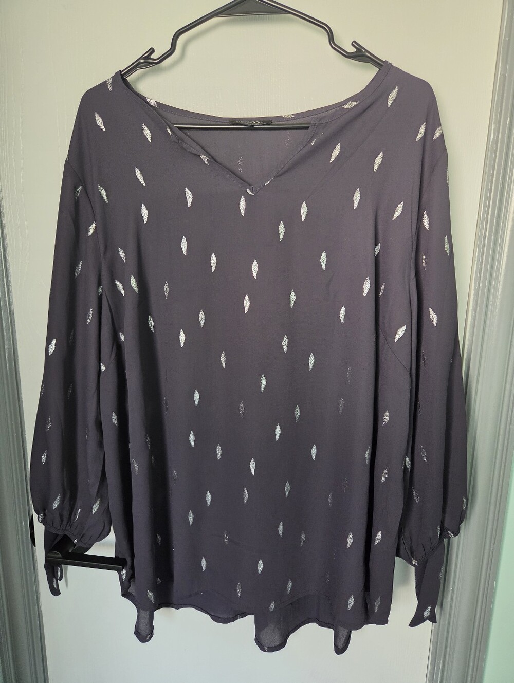 Plus Size Papermoon Dark Gray Metallic Dot V-Neck Tunic